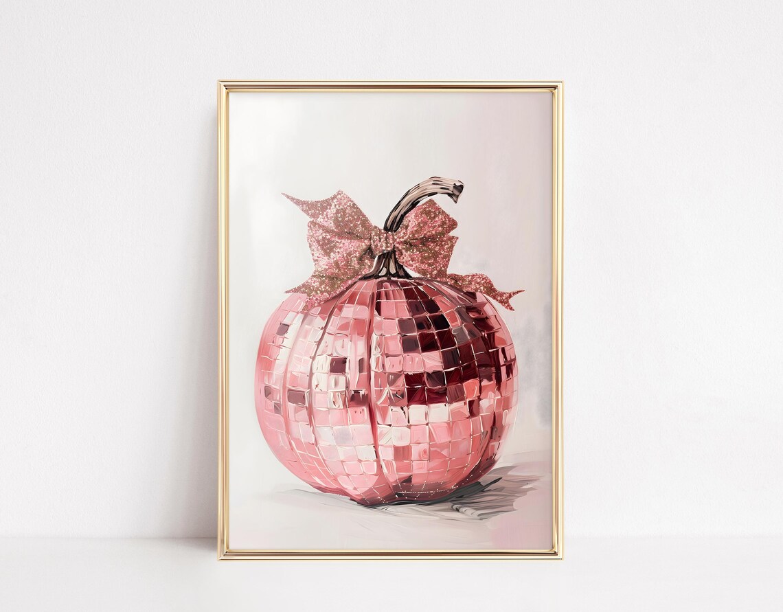 Pink Disco Pumpkin, Girly Halloween Decor