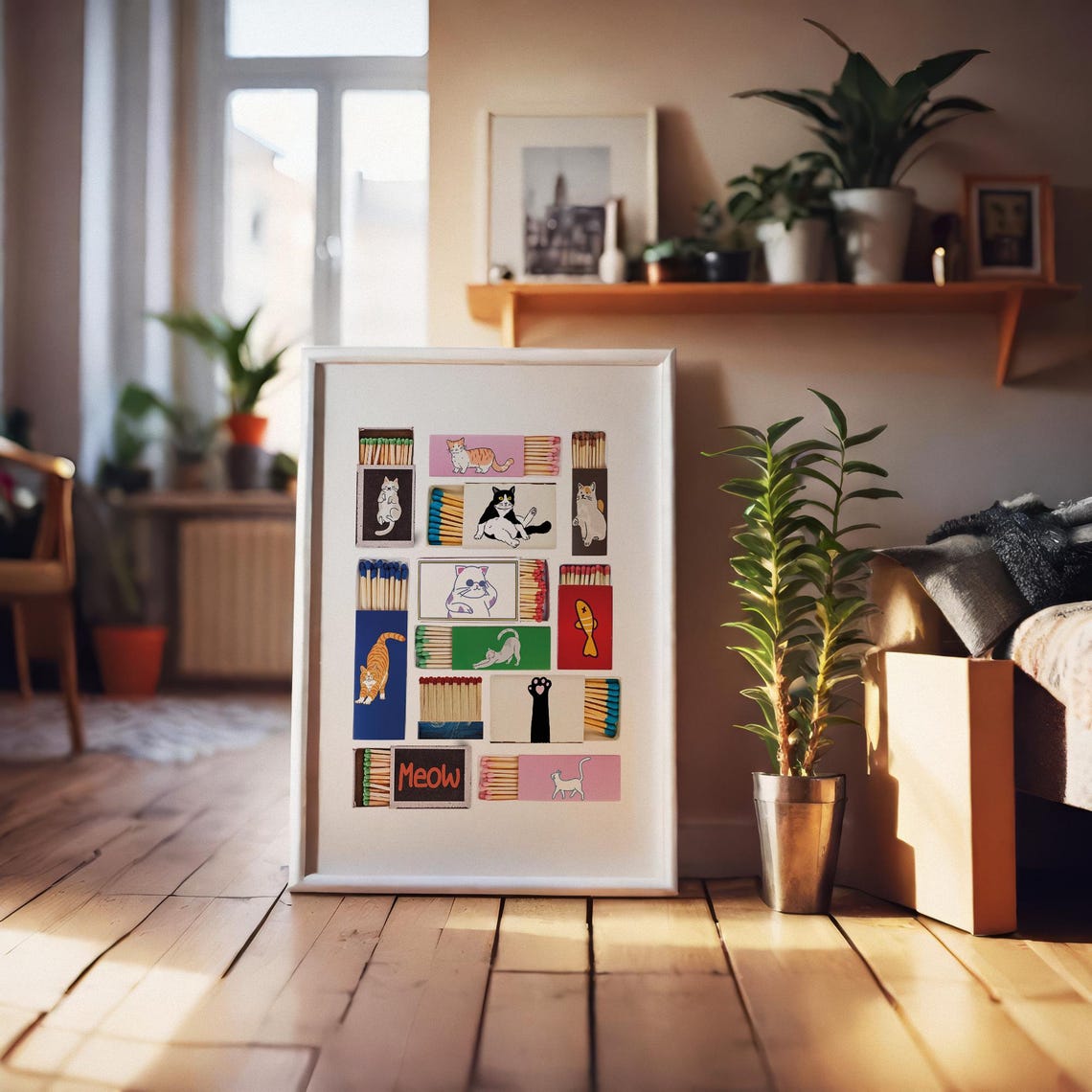 Cute Cat Matchbox Collection Retro Matchbook Trendy Cat Lover Poster - Image 4