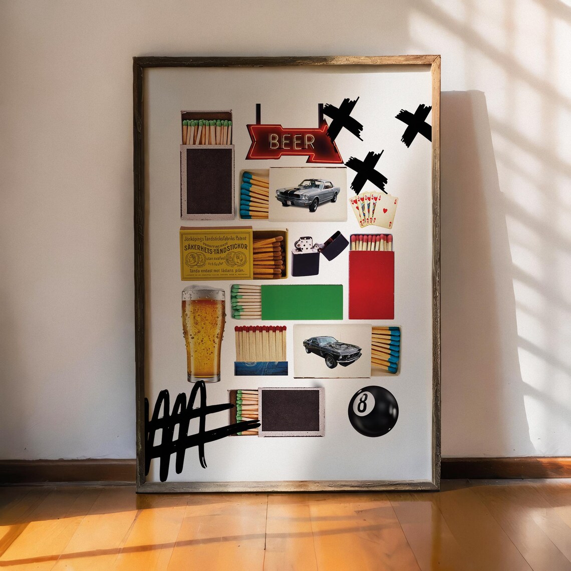 Masculine Beer Cars 8 Ball Matchbox Collection Man Cave Wall Art Poster - Image 3