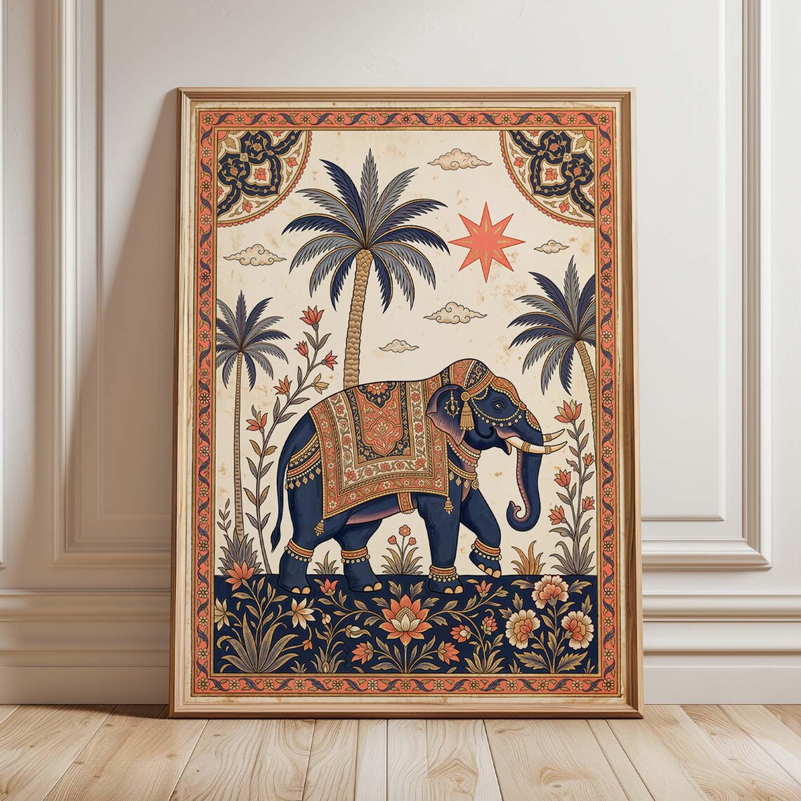 Indian Elephant Folk Art, Vintage Maximalist Boho