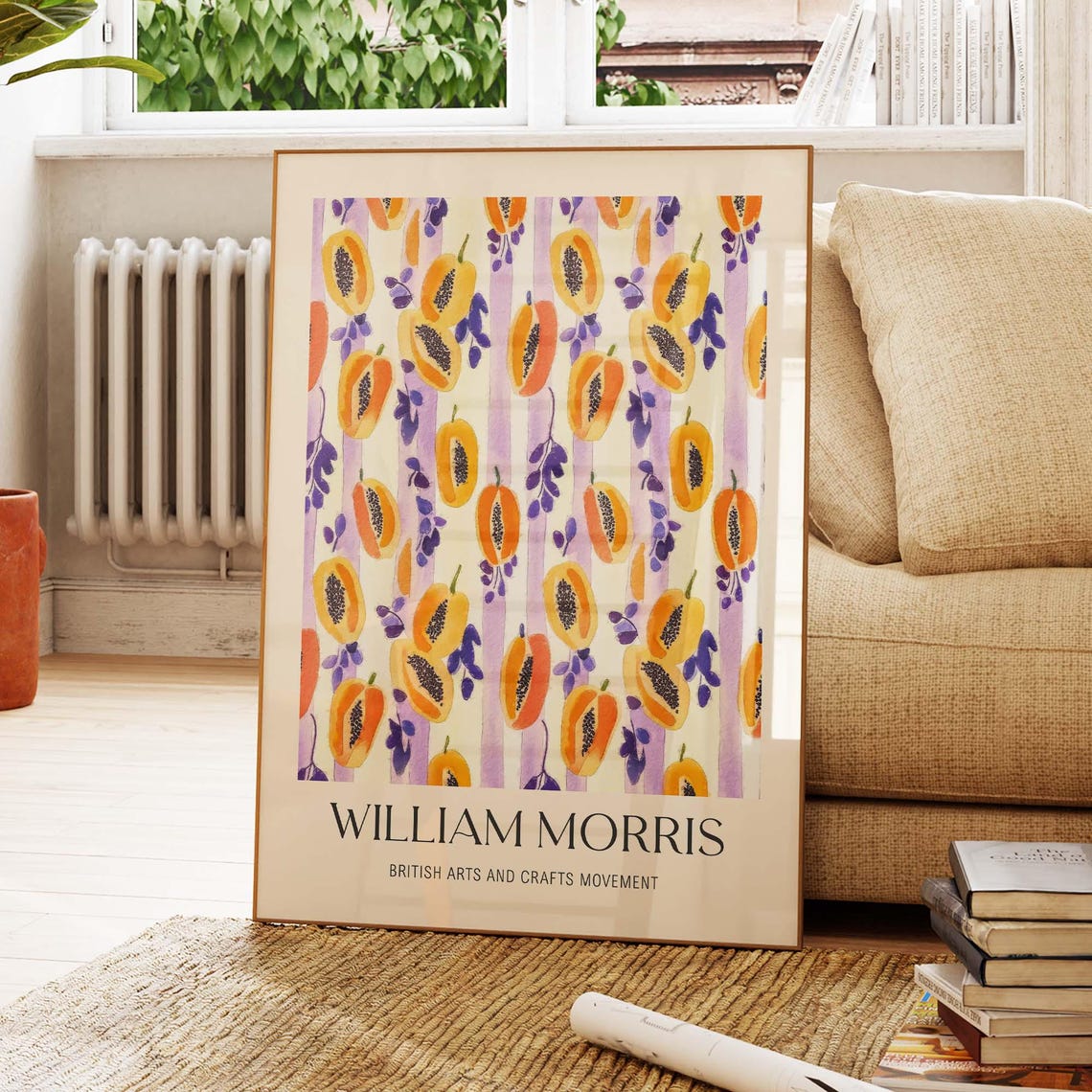 William Morris Papaya Fruit Pattern Arts And Crafts Style Poster
