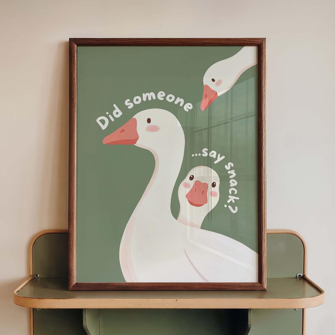 Did Someone Say Snack Funny White Geese Kitchen Humor Poster