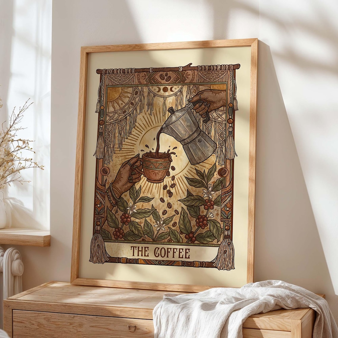 Boho Tarot Coffee Vintage Moka Pot Art Print