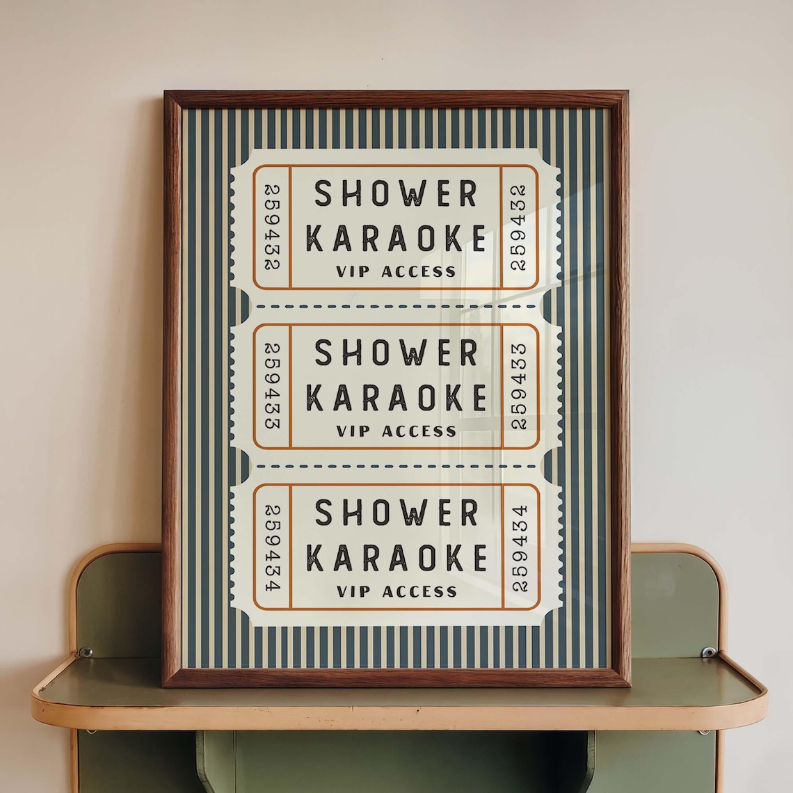 Shower Karaoke Vip Access Ticket, Retro Poster