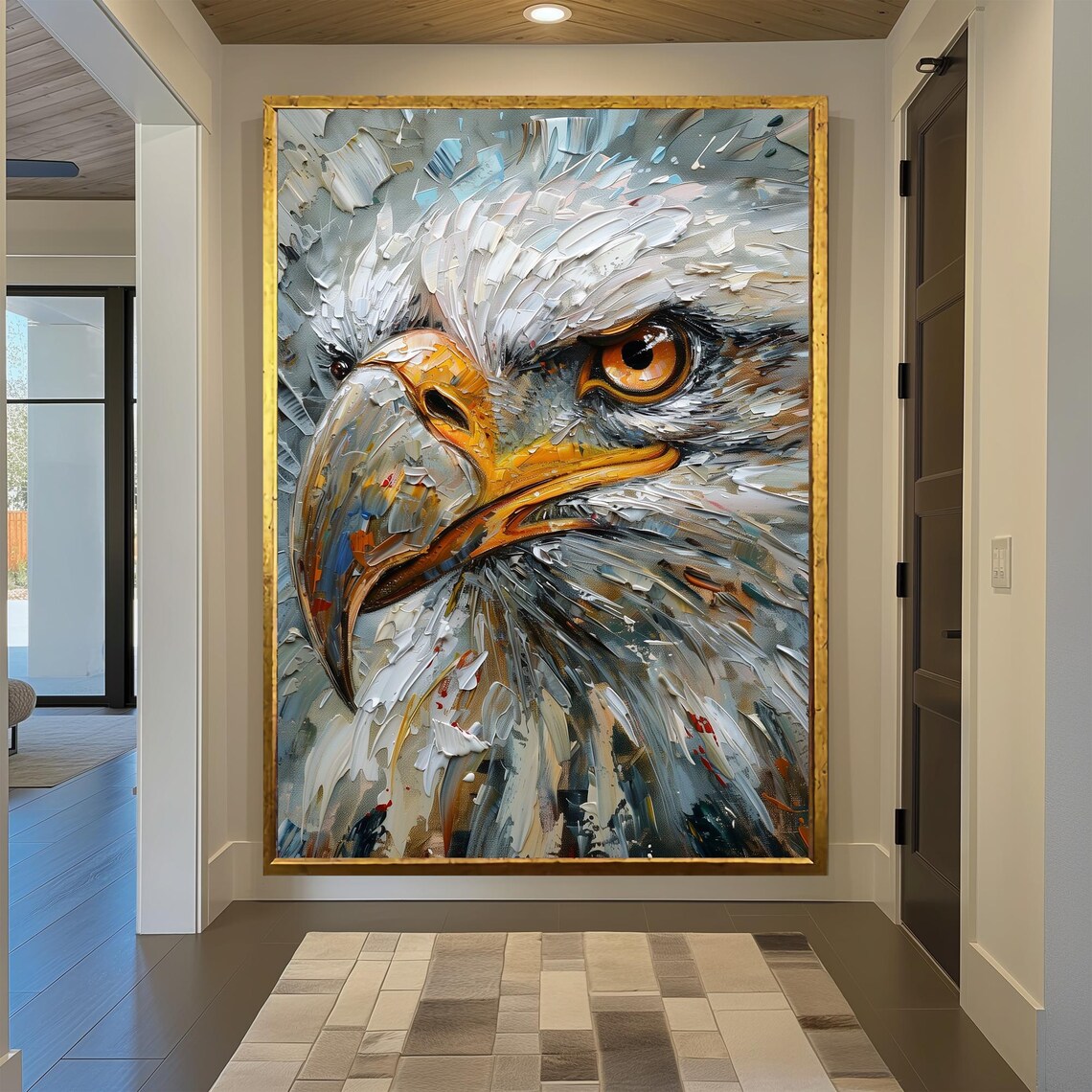 Bald Eagle Close Up Oil Painting Majestic Wildlife Art Poster - Image 2
