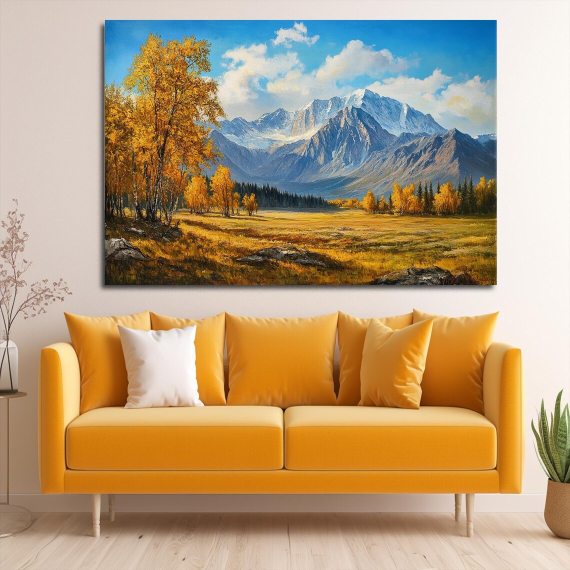 Landscape Painting, Fall Autumn Pine Tree Art - Image 3