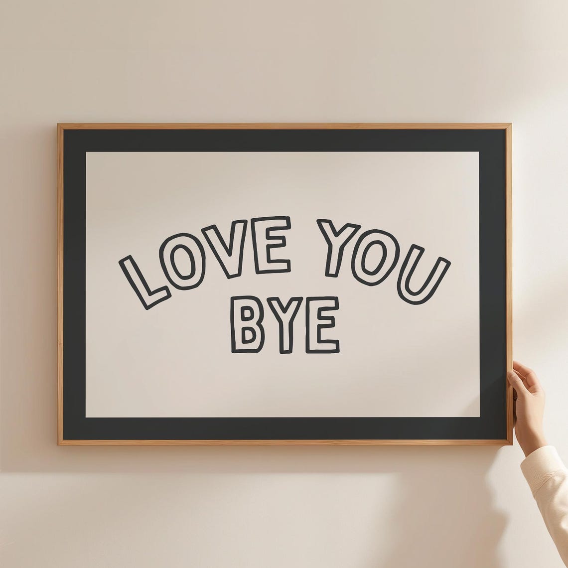 Love You Bye Retro Typography Poster for Hallway and Entryway Decor