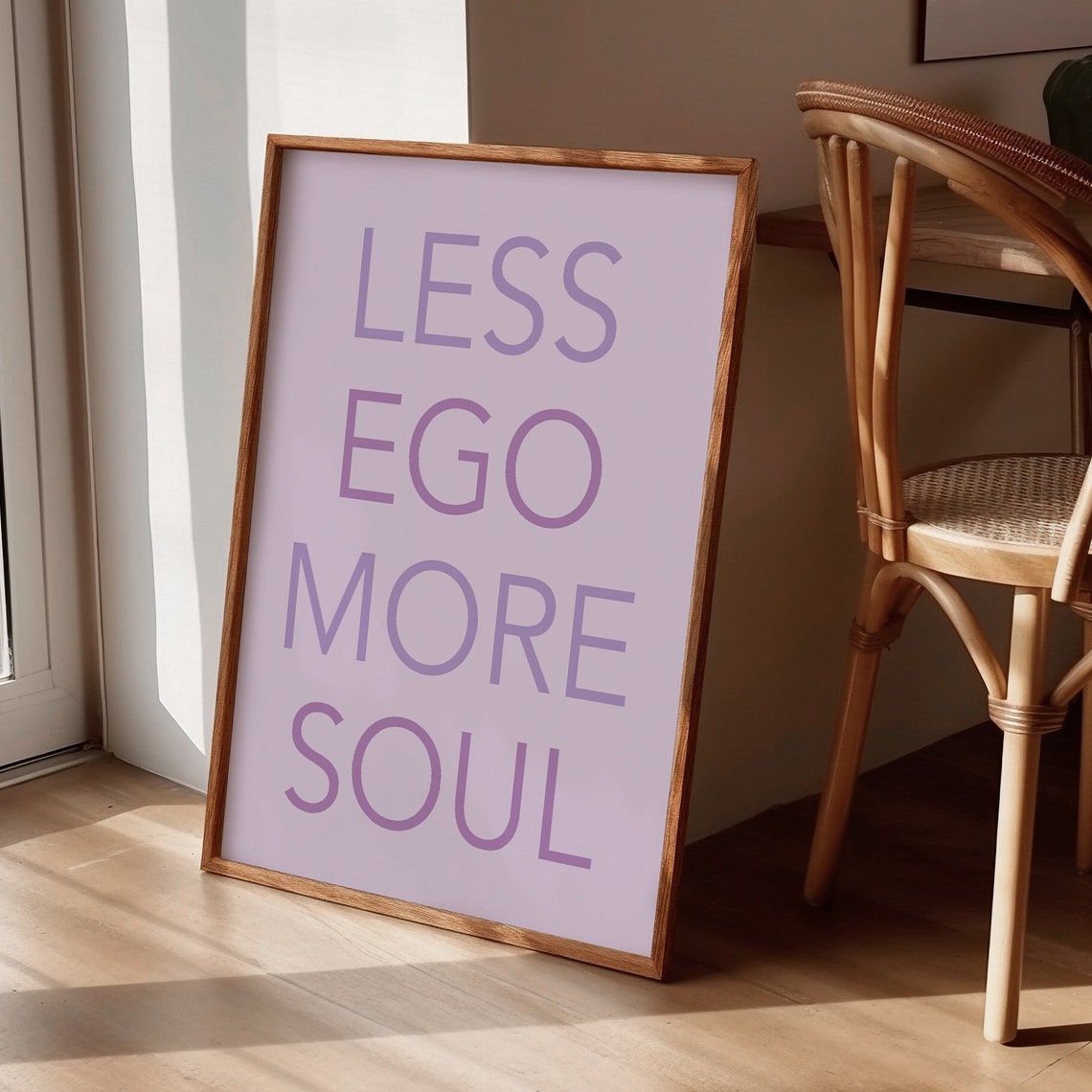 Less Ego More Soul Lavender Minimalist Motivational Quote Wall Poster - Image 4