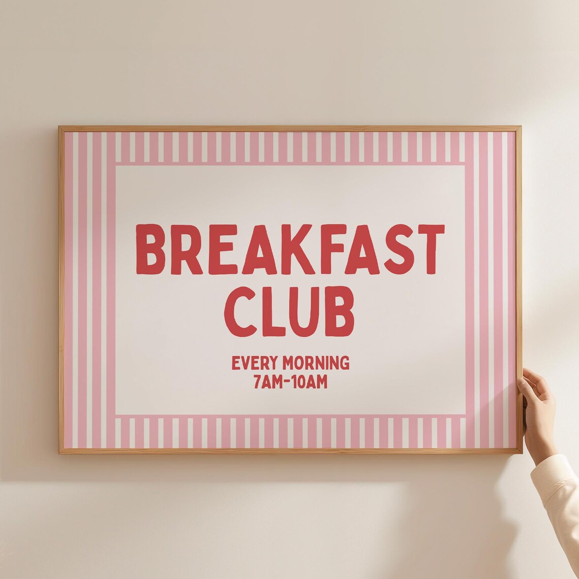 Breakfast Club Pink Stripe Retro Dining Room Art Print