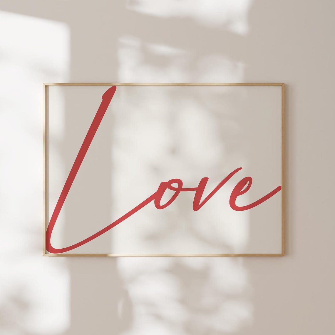 Love Red Script Typography Minimalist Modern Romantic Wall Art