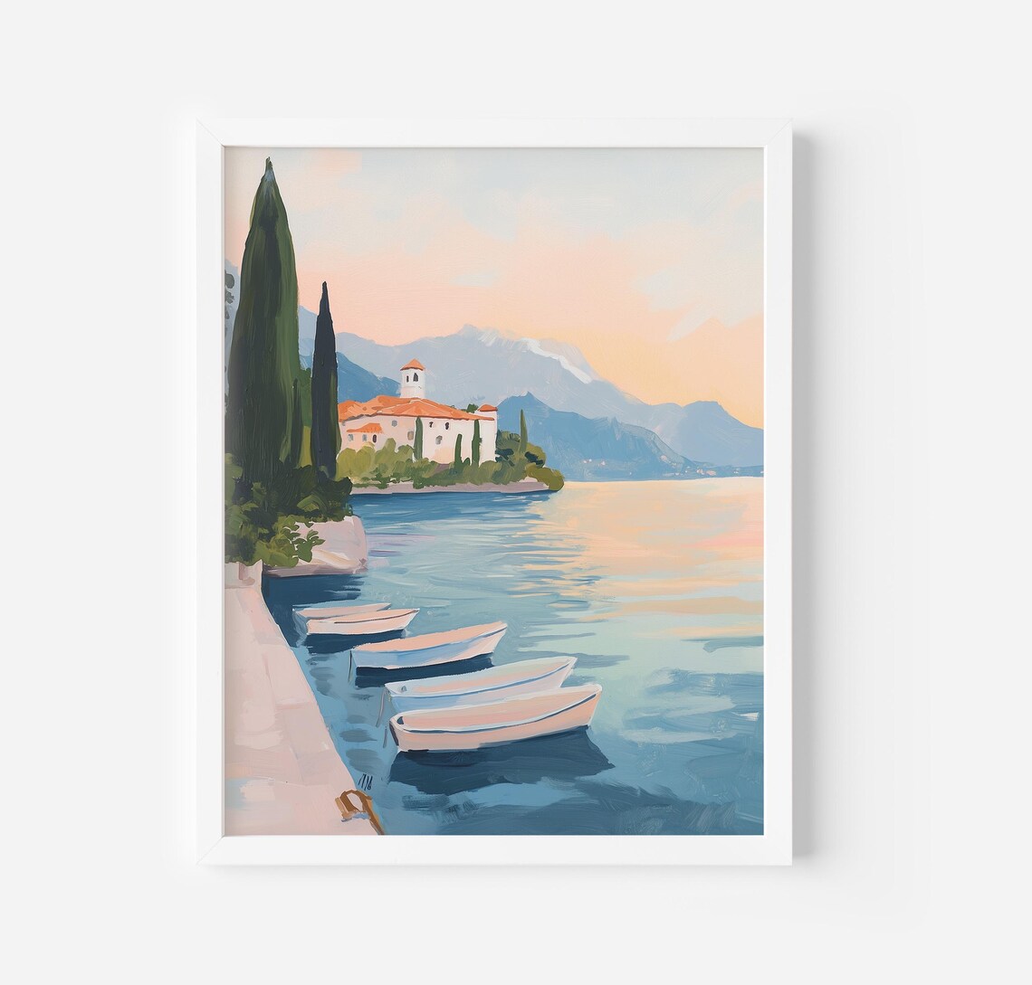 Lake Como Landscape Art Print, Italian Travel Decor