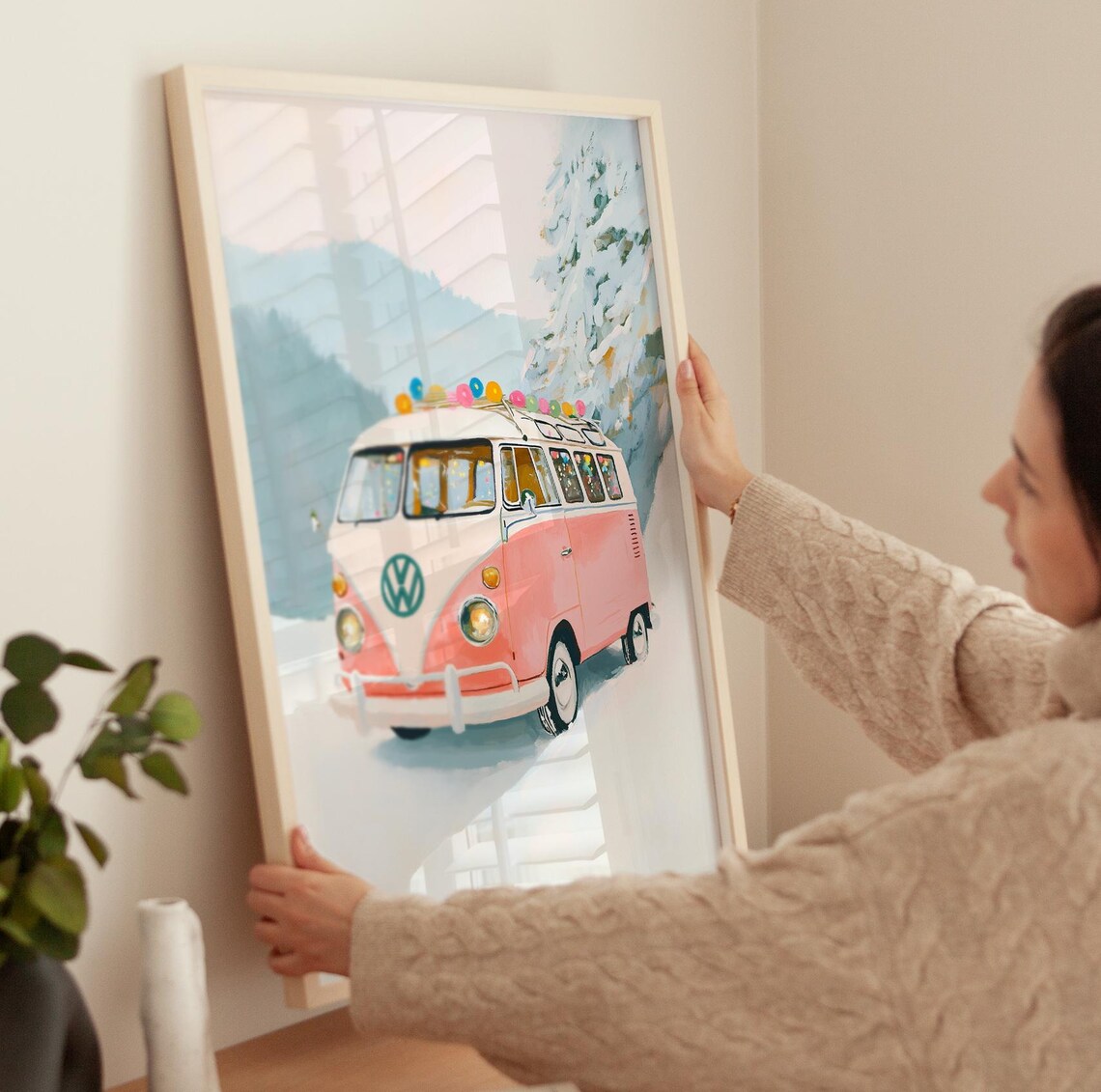 Christmas Van Print, Retro Groovy Boho Decor - Image 3