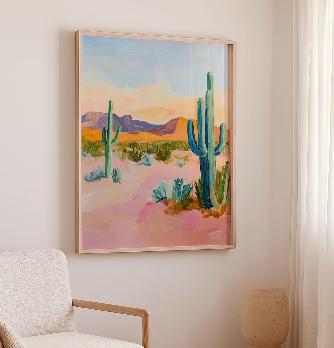 Western Desert Cactus Retro Botanical Art Print - Image 2