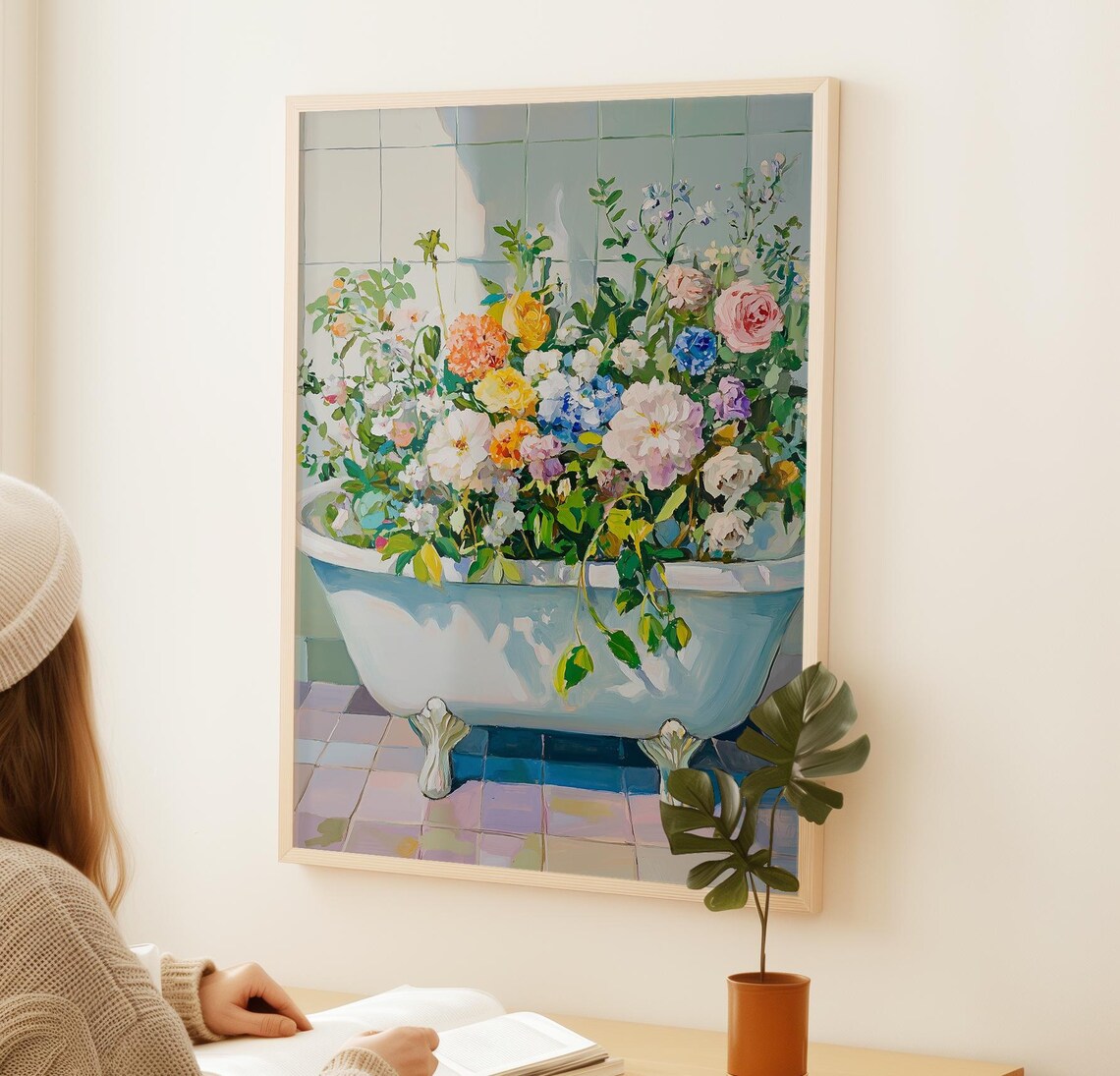 Floral Bathtub Botanical Bathroom Wall Art Print - Image 2
