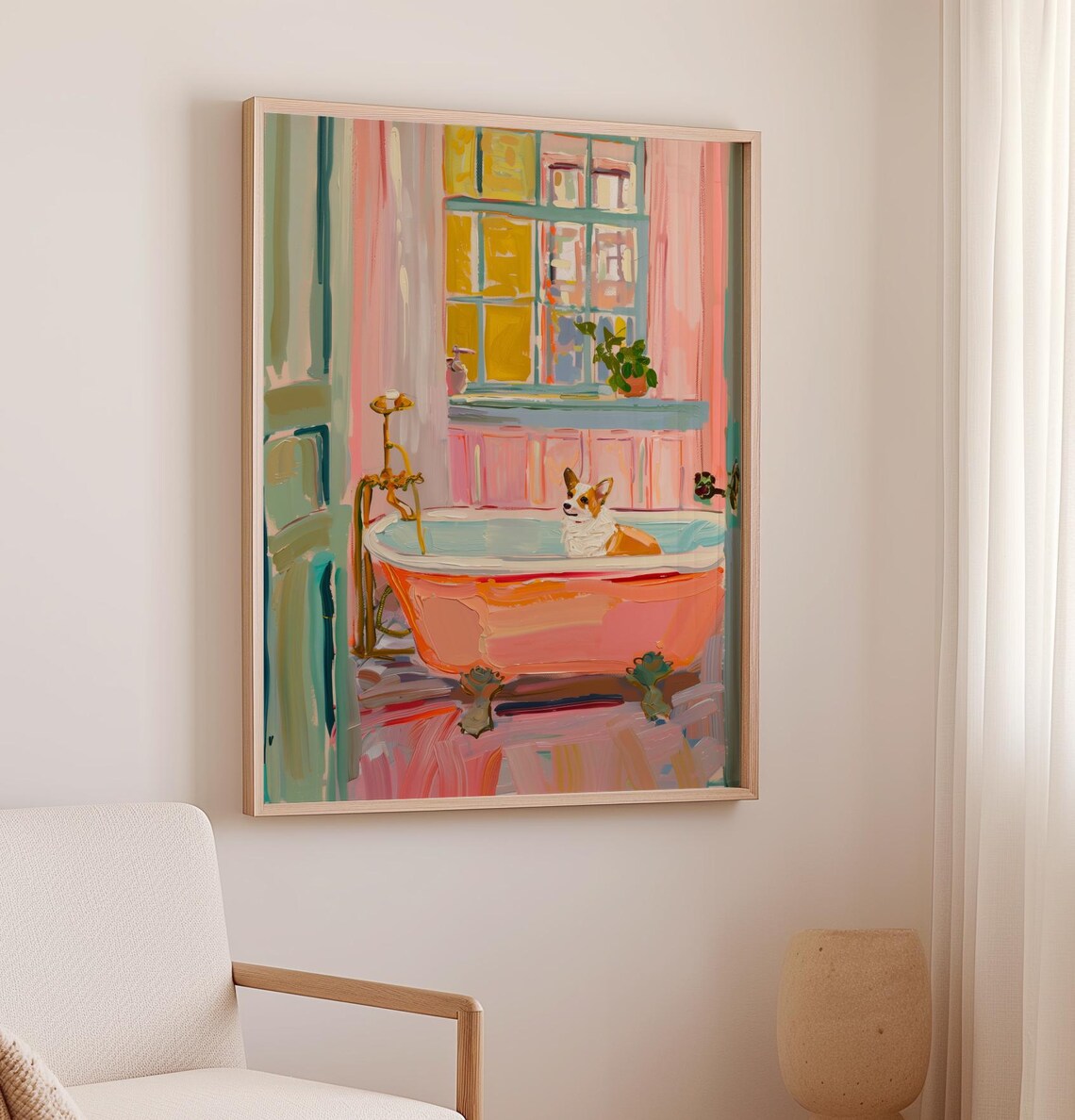 Welsh Corgi Dog in Bathtub Bathroom Art Print - Image 2