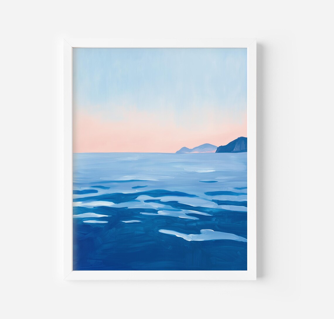 Ocean Sunset Art Print, Coastal Landscape
