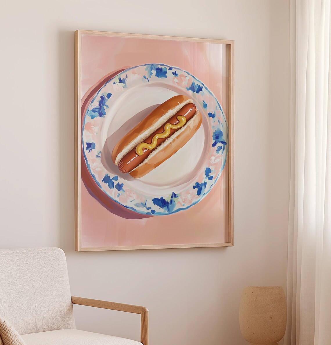Retro Hot Dog Kitchen Art Print, Trendy Foodie Decor - Image 2