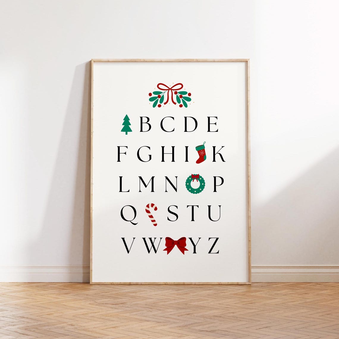 Christmas Alphabet A to Z Festive Icon Decor Holiday Art Poster - Image 2