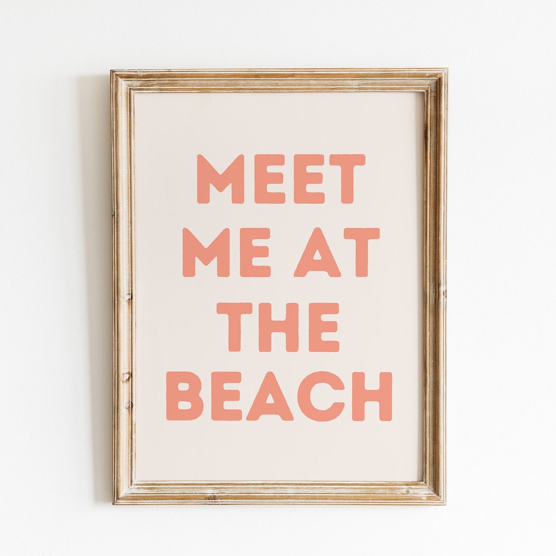 Meet Me At The Beach Coral Bold Lettering Coastal Summer Saying Poster - Image 2