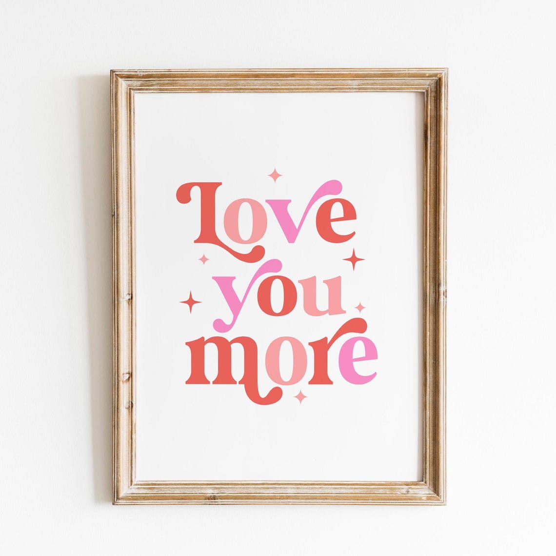 Love You More Retro Typography Romantic Pink Quote Valentine Poster - Image 2