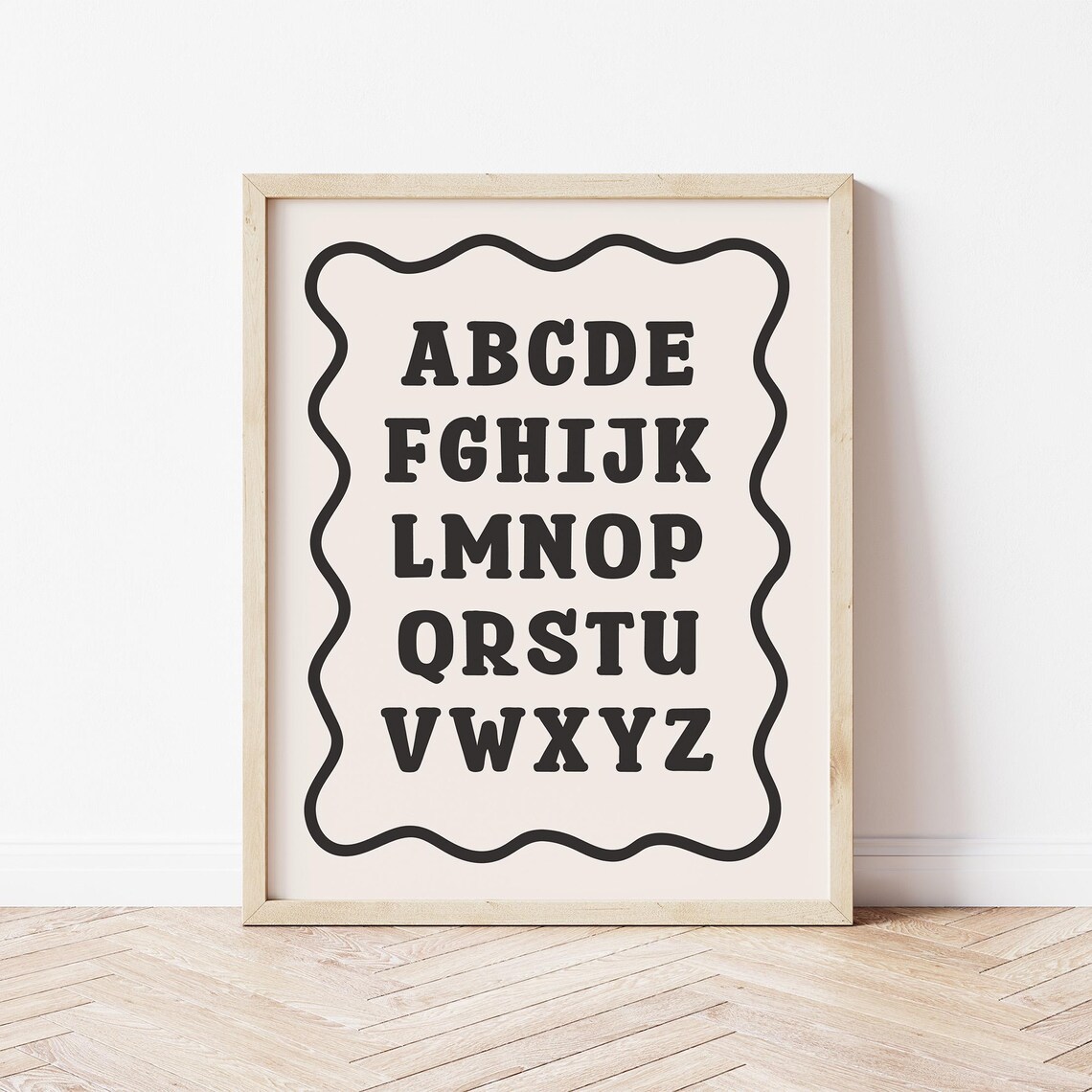 Retro Alphabet Wall Art A to Z Bold Black Wavy Border Nursery - Image 2