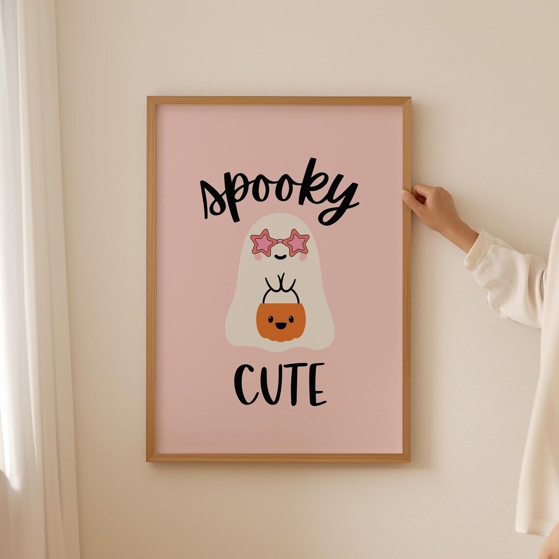 Spooky Cute Pink Ghost with Star Sunglasses Halloween Poster - Image 2