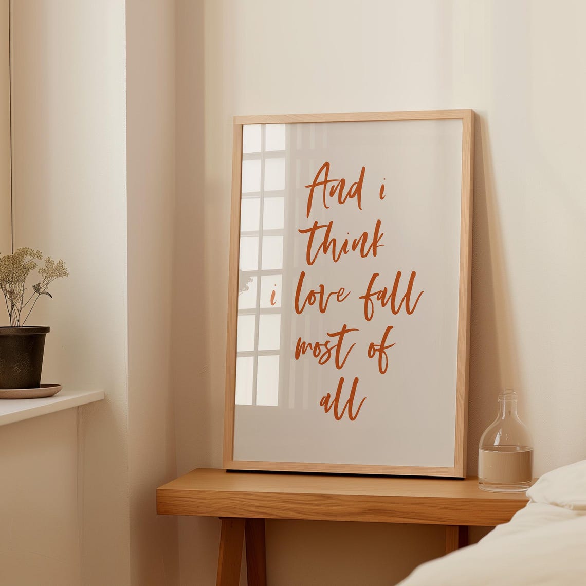 And I Think I Love Fall Most of All Orange Script Quote Poster - Image 3