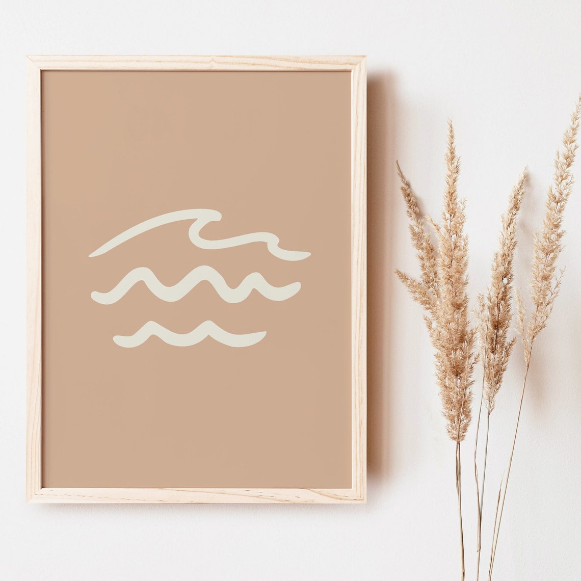 Boho Waves Abstract Squiggle Line Art Tan Neutral Coastal Poster - Image 3