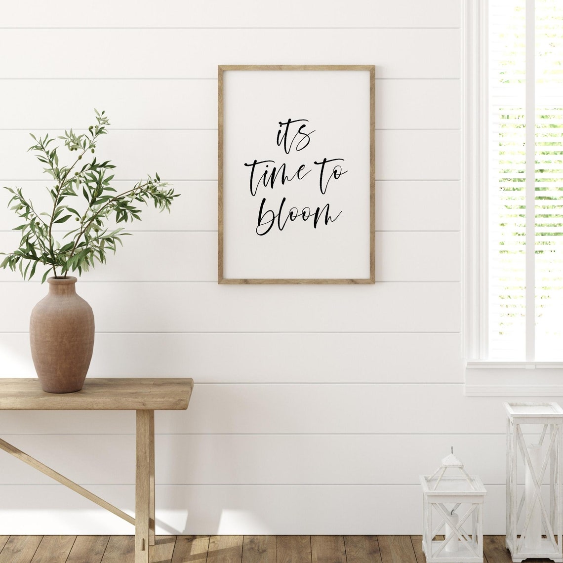It Is Time To Bloom Black Script Minimalist Inspirational Quote Poster - Image 2