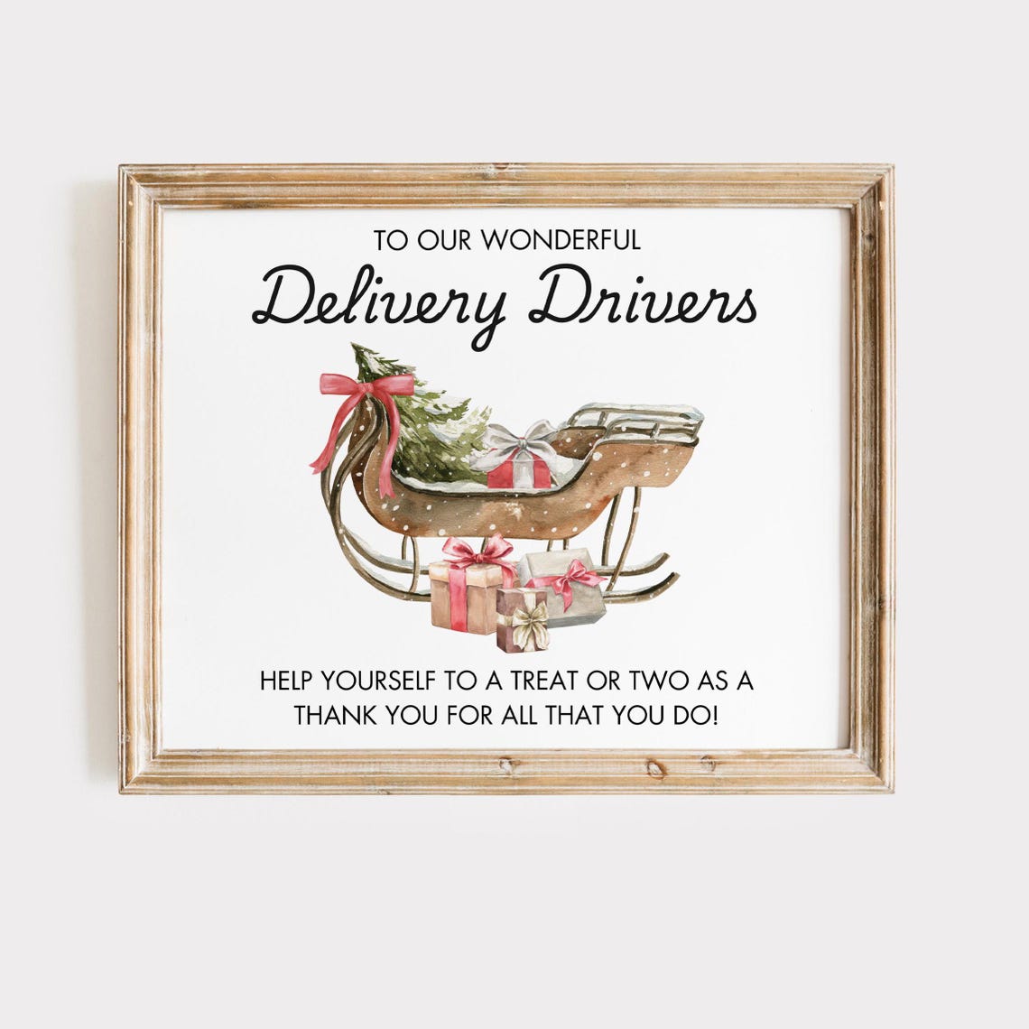 Thank You Delivery Drivers Christmas Sign with Sleigh Treat Print - Image 2