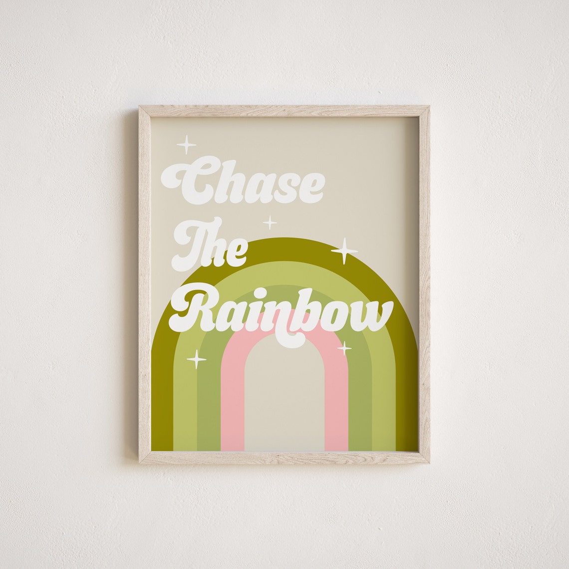 Chase The Rainbow White Script Pastel Arch Sparkling Decor Wall Poster - Image 2