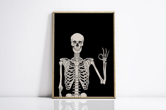Halloween Poster Funny Halloween Poster Halloween Art Halloween Skeleton Print Halloween Home Decor Trendy Halloween Prints