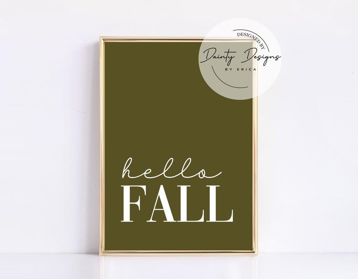 Hello Fall Sign Poster Sage Green Minimalist Autumn Wall Decor - Image 4