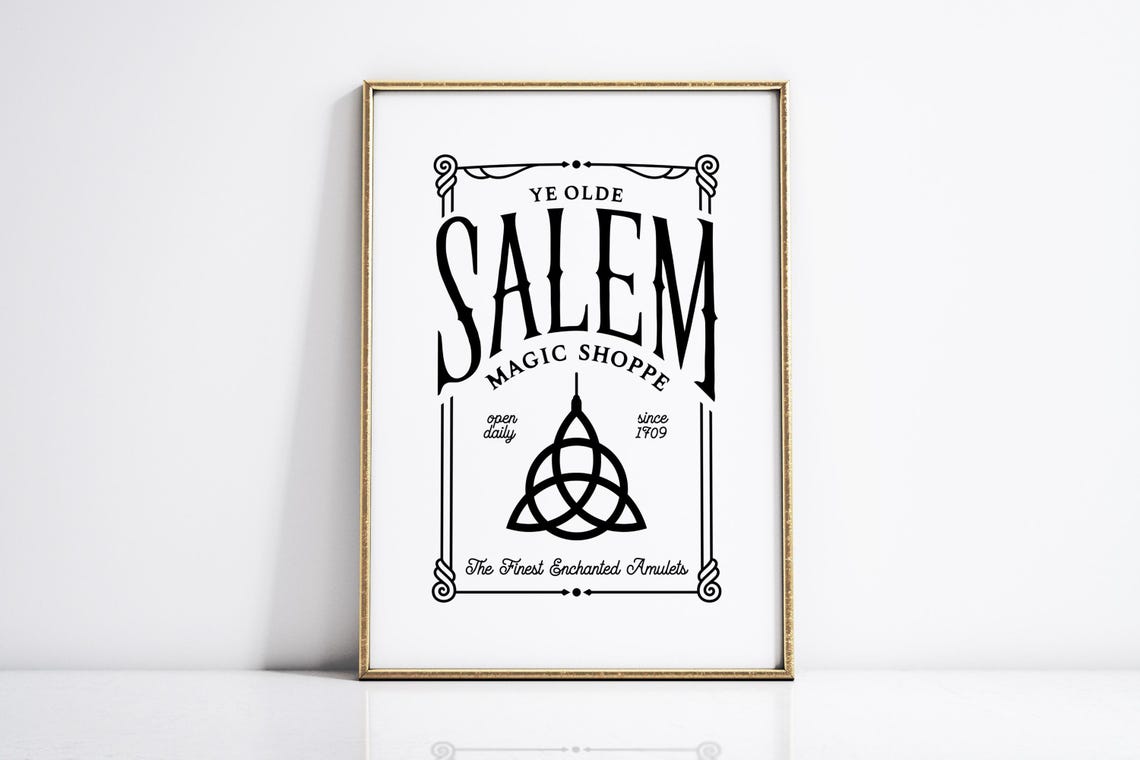 Ye Olde Salem Magic Shoppe Enchanted Amulet Witchy Decor Poster - Image 4