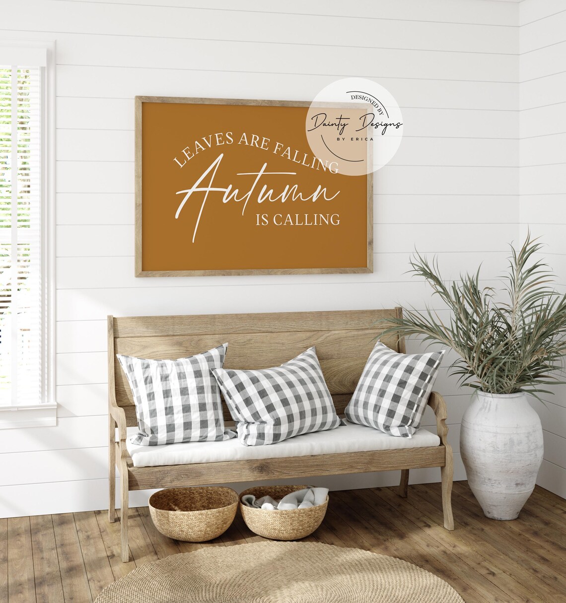 Leaves Are Falling Autumn Is Calling Quote Print Burnt Orange Fall Sign - Image 2