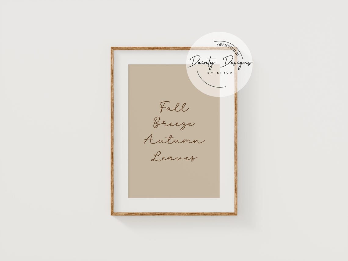 Fall Breeze Autumn Leaves Sign Neutral Beige Fall Decor Poster - Image 3