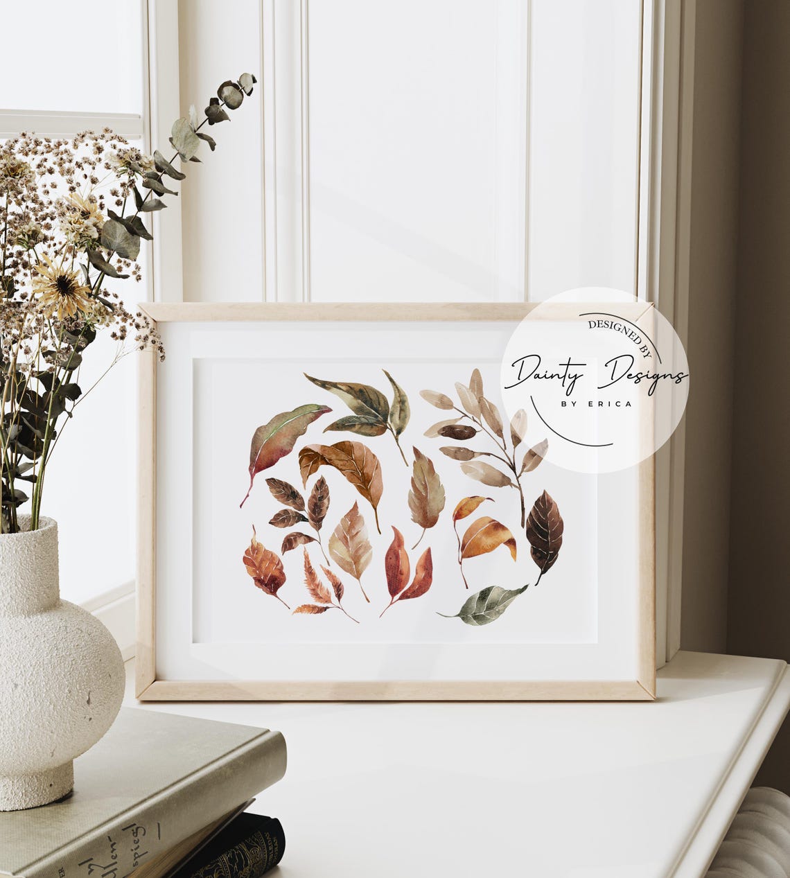 Autumn Falling Leaves Watercolor Poster Rustic Fall Foliage Decor - Image 4