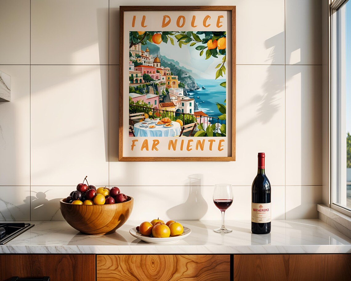 Il Dolce Far Niente Italy Coast Terrace Breakfast Travel Art Poster - Image 6