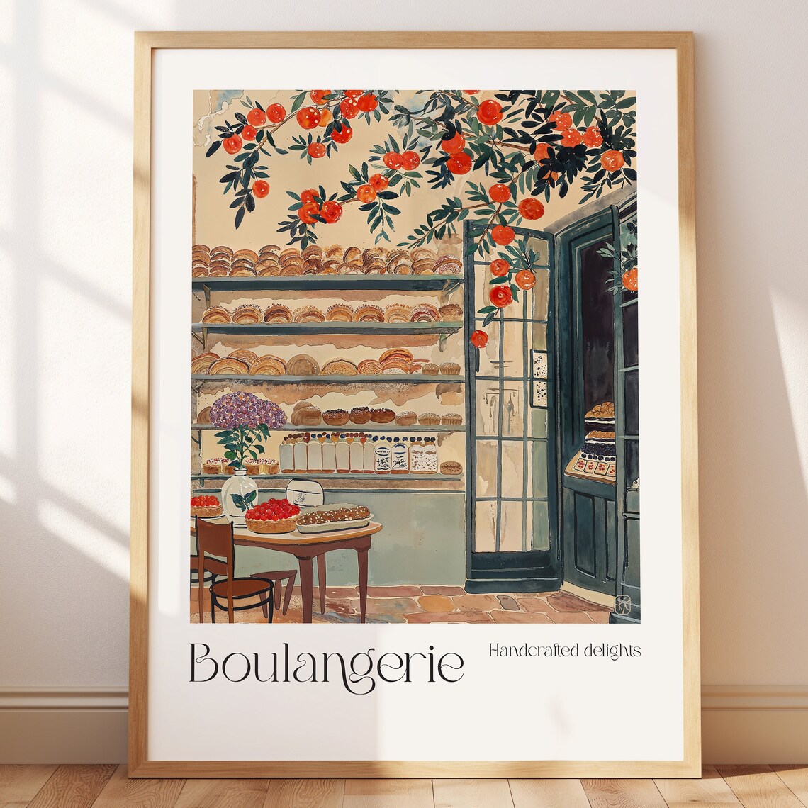 French Boulangerie Watercolor Art Print, Cafe Decor