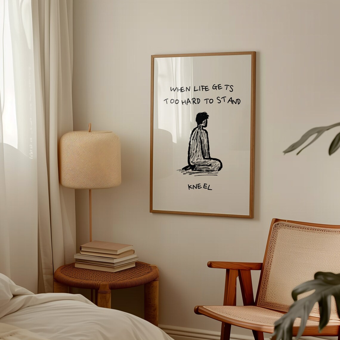 When Life Gets Too Hard To Stand Kneel Faith Prayer Quote Poster - Image 4