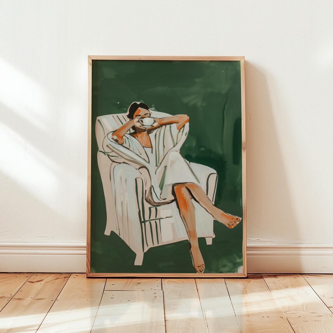 Emerald Green Abstract People, Minimalist Art Print
