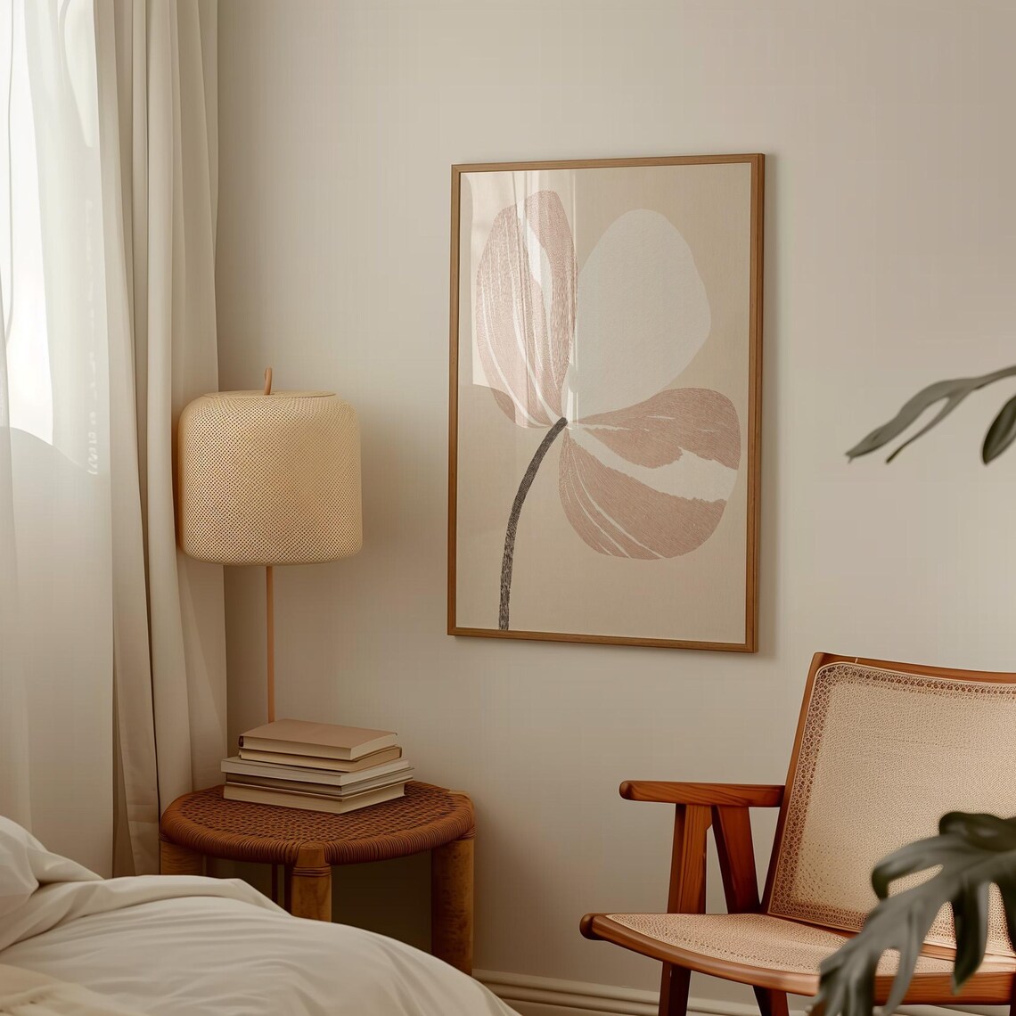 Minimalist Flower Art Print, Neutral Floral Decor - Image 3