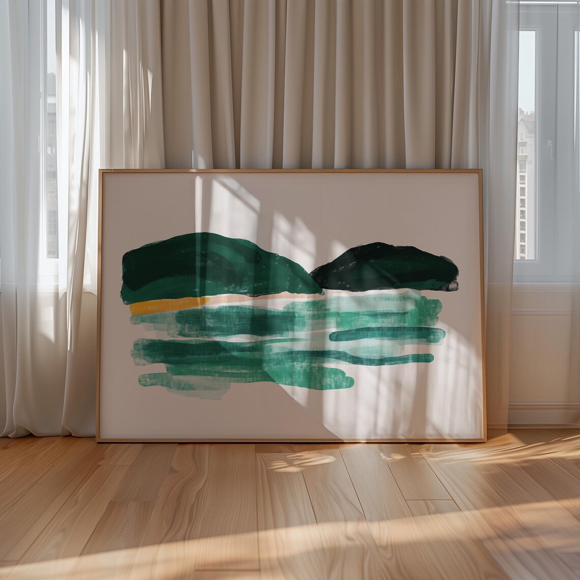 Minimalist Coastal Landscape, Abstract Ocean Hills - Image 3