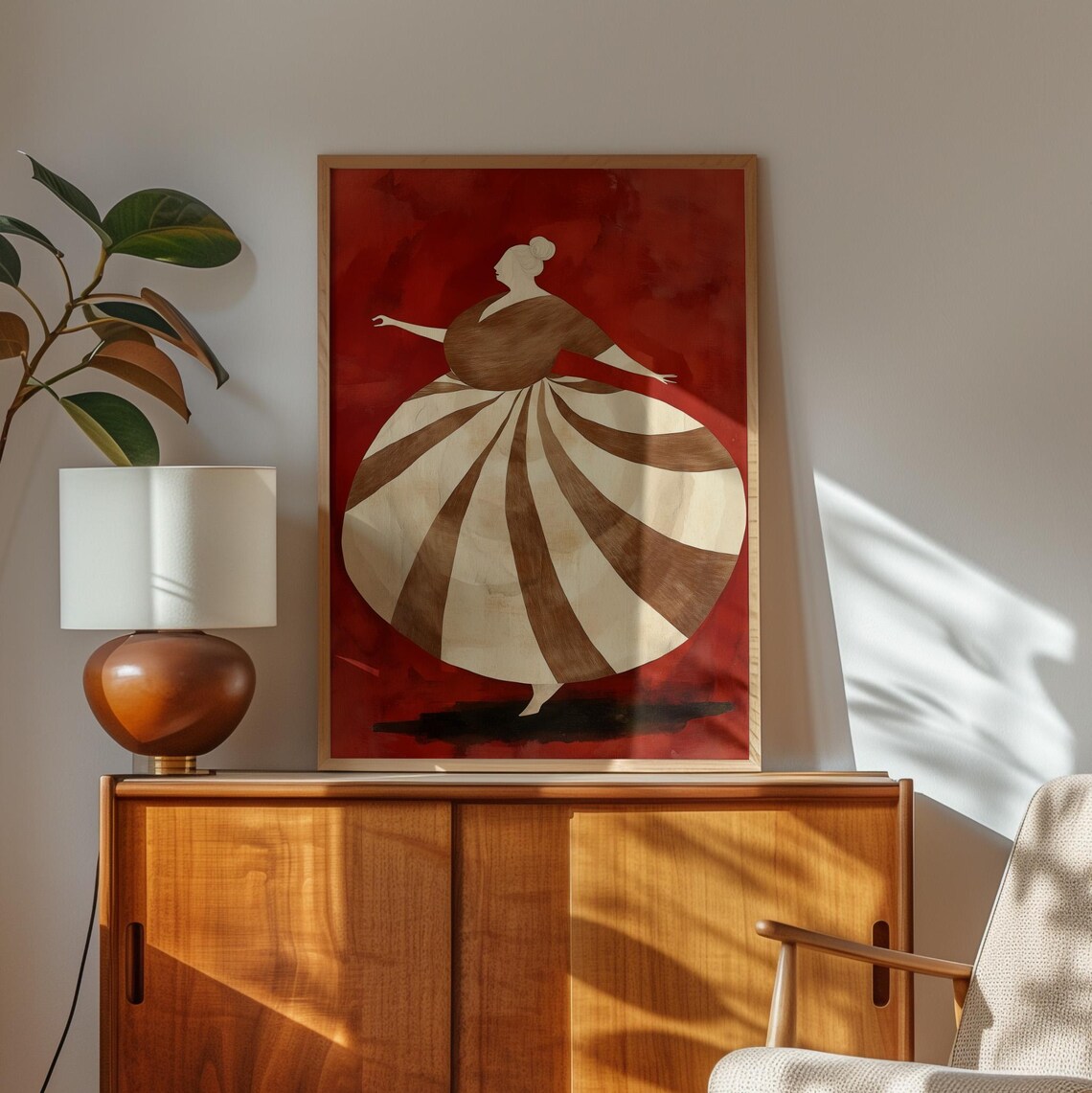 Curvy Woman Dancing Print, Minimalist Body Positive Art