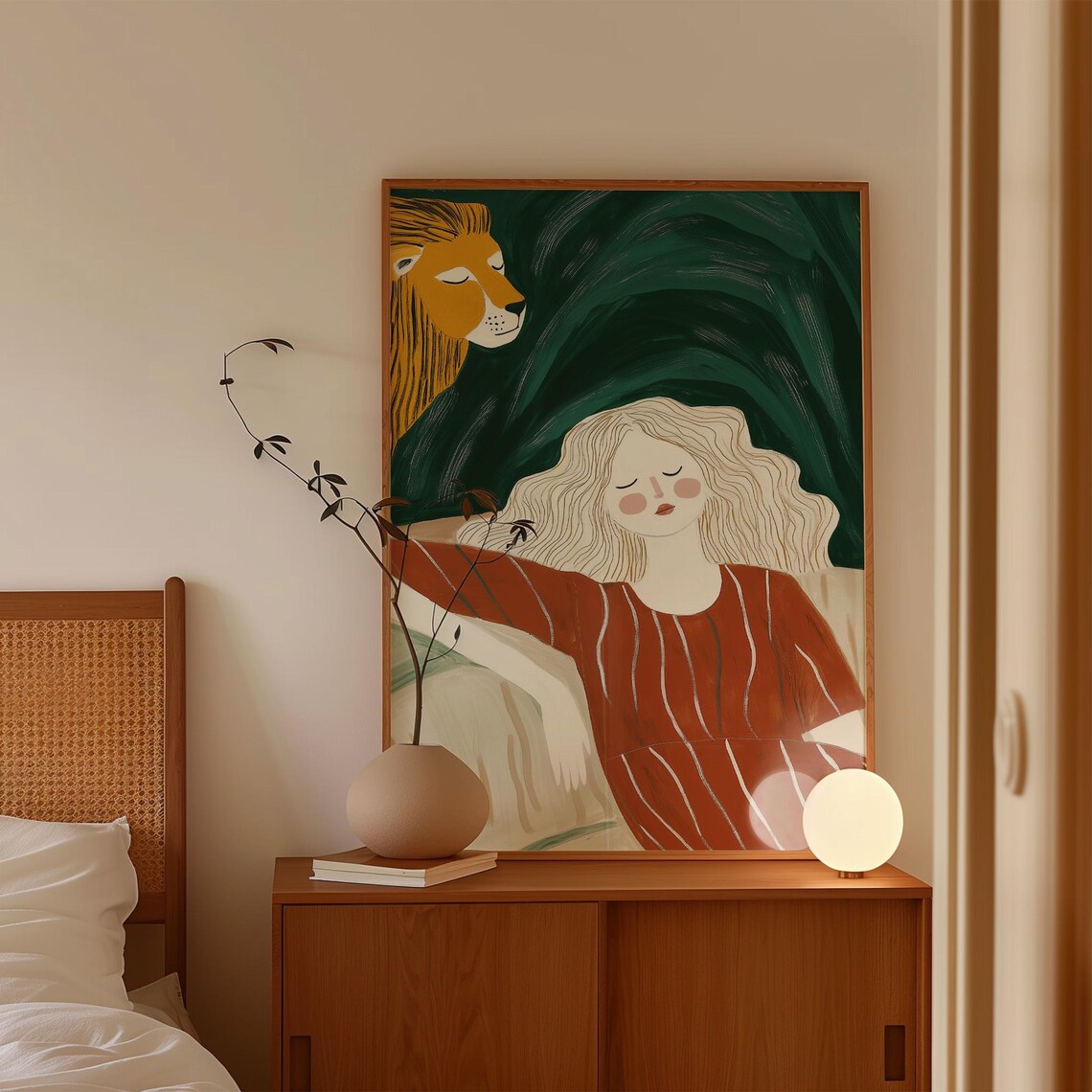 Woman And Lion, Minimalist Surreal Portrait - Image 4