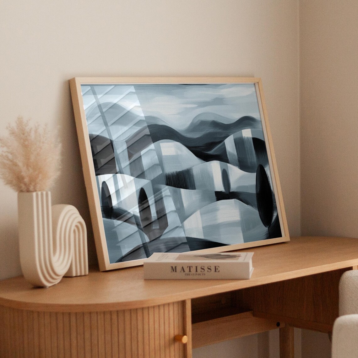 Abstract Black And White Hills Minimalist Landscape - Image 5