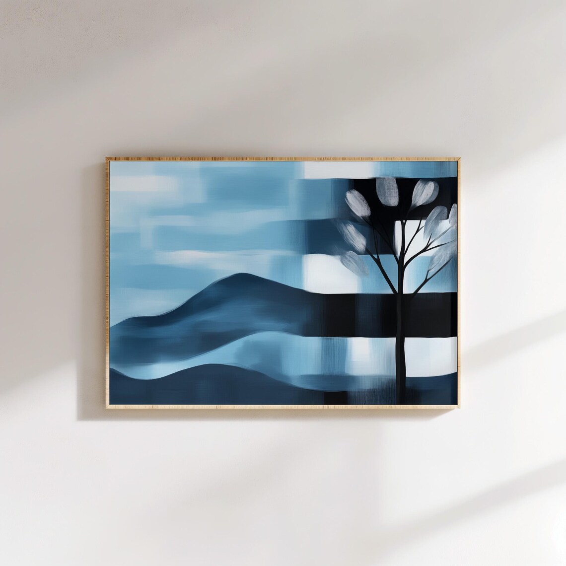 Modern Abstract Landscape, Minimalist Mountain Silhouette