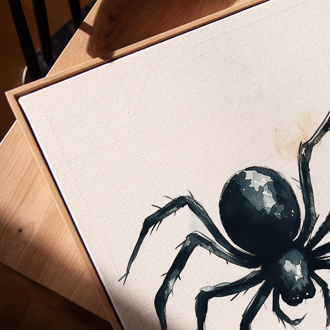 Gothic Black Spider Watercolor Minimalist Halloween Insect Poster - Image 3