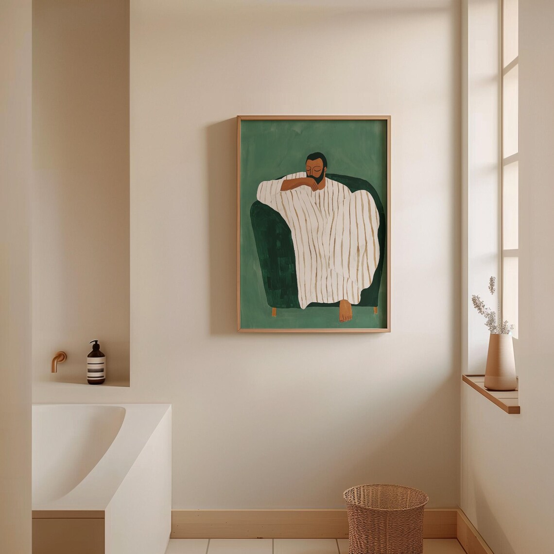 Emerald Green Abstract People Print, Contemporary Minimalist - Image 3