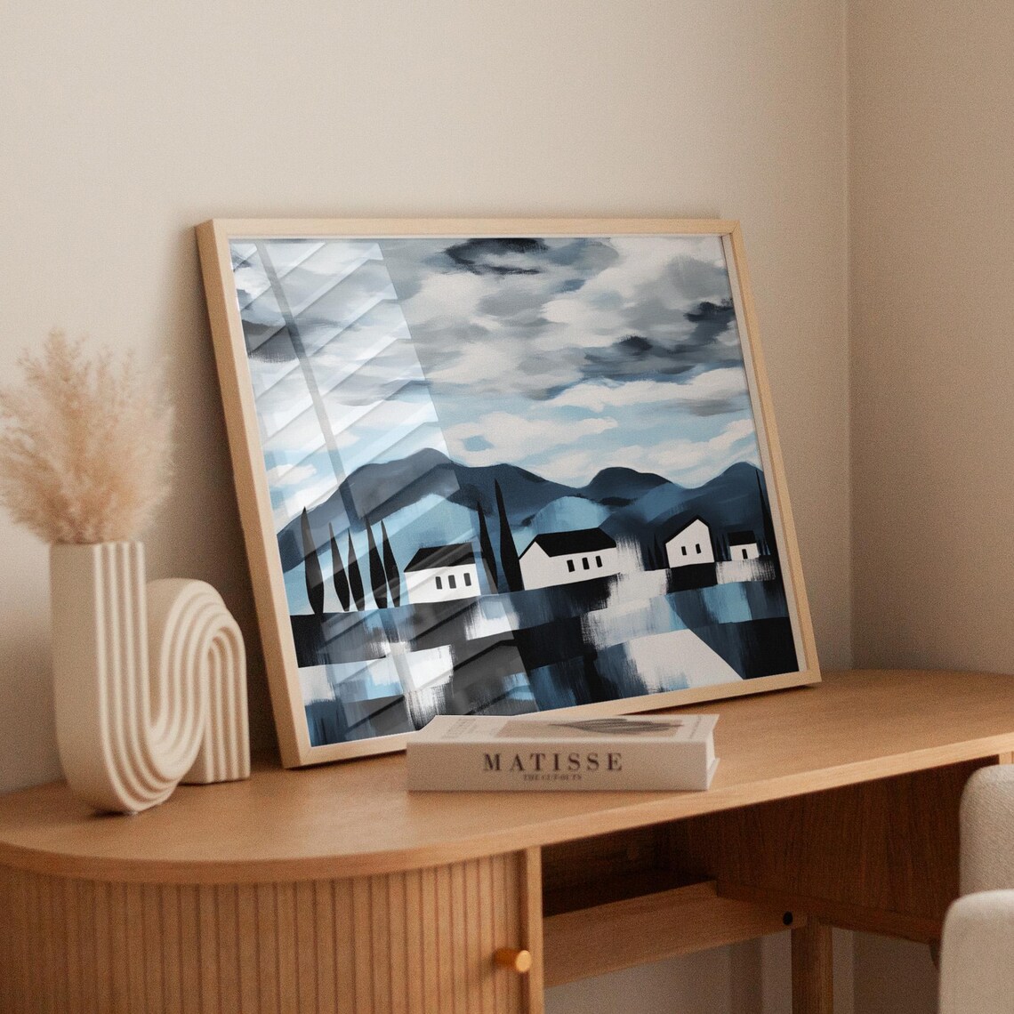 Modern Abstract Village Landscape, Minimalist Nature Art Print - Image 4